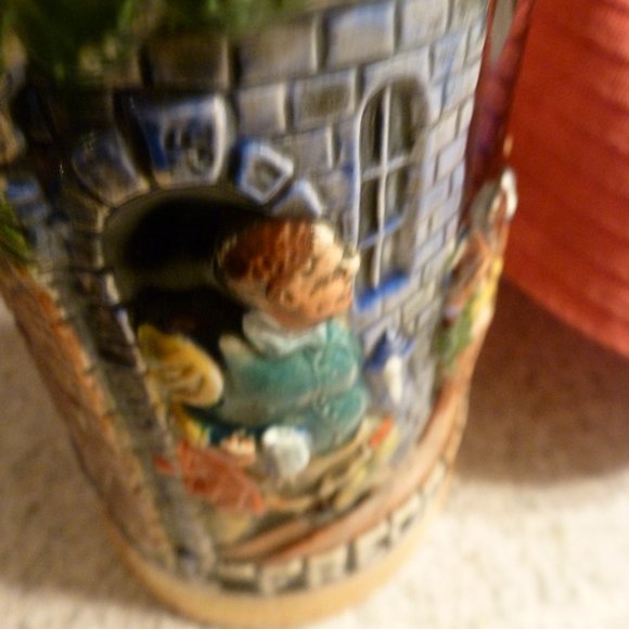 Rare Antique German Beer Stein – Christmas Theme, Raised Relief, Pewter Lid, 10" - Picture 11 of 12